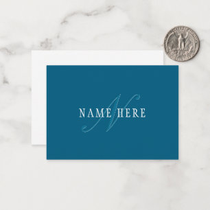 Carte De Correspondance Monogramme élégant Bleu océan