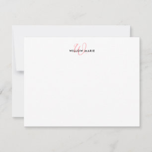 Carte De Correspondance Monogramme Élégant de script rose vif