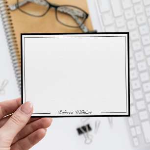 Carte De Correspondance Monogramme élégant en écriture noire et blanche