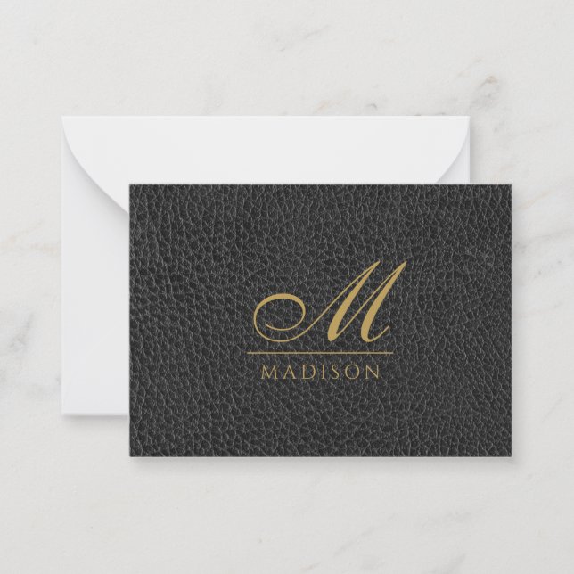 Carte De Correspondance Monogramme Elegant Gold Black Modern (Devant)