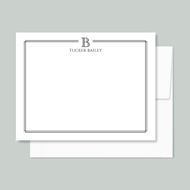 Carte De Correspondance Monogramme Élégant Initiale Professionnel Noir Bla (Créateur téléchargé)