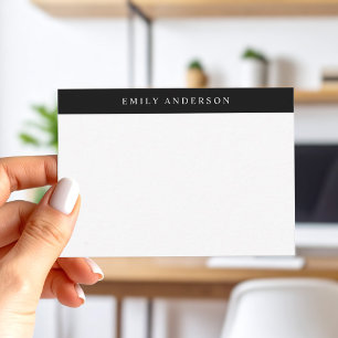 Carte De Correspondance Monogramme Élégant Minimaliste Noir et Blanc