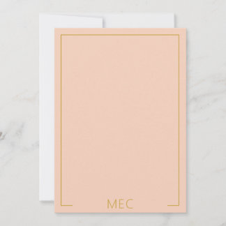 Carte De Correspondance Monogramme Élégant Minimaliste Rose Pêche & Or