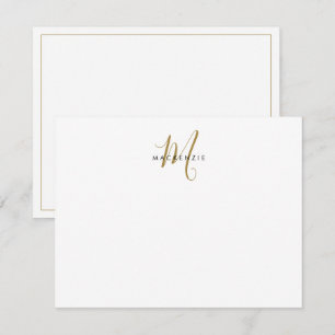 Carte De Correspondance Monogramme élégant moderne en or blanc écriture