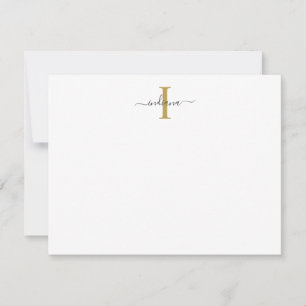 Carte De Correspondance Monogramme Élégant Moderne Script Or Gris