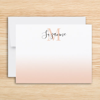 Carte De Correspondance Monogramme Élégant Ombre Pêche Douce