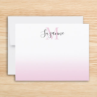 Carte De Correspondance Monogramme Élégant Ombre Rose Pâle