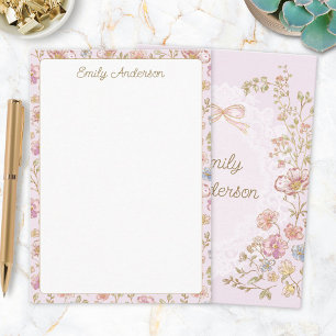 Carte De Correspondance Monogramme élégant personnalisé fleur jolie floral