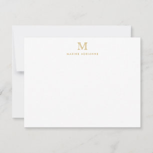 Carte De Correspondance Monogramme élégant Simple Forme Élégant Faux Gold