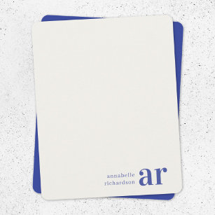 Carte De Correspondance Monogramme élégant vintage Royal Blue intemporel