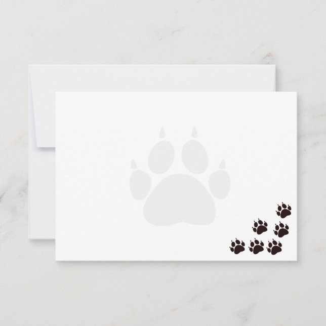 Carte De Correspondance Monogramme Empreintes de Patte de Chat Noir Blank  (Devant)