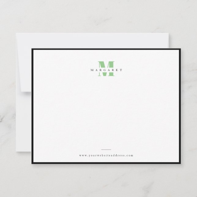 Carte De Correspondance Monogramme en lettres grasses vert sauge (Devant)