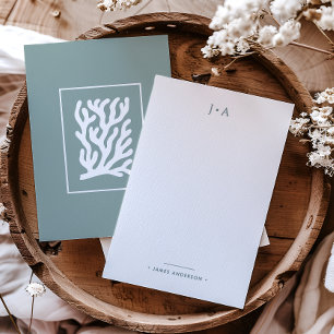 Carte De Correspondance Monogramme et nom Corail nautique minimal moderne