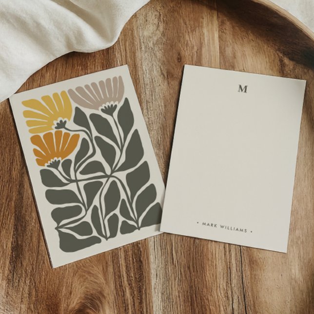 Carte De Correspondance Monogramme et nom Retro Floral d'inspiration Vinta (Créateur téléchargé)