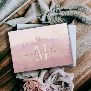 Carte De Correspondance Monogramme Ethereal Dustal Rose Watercolor