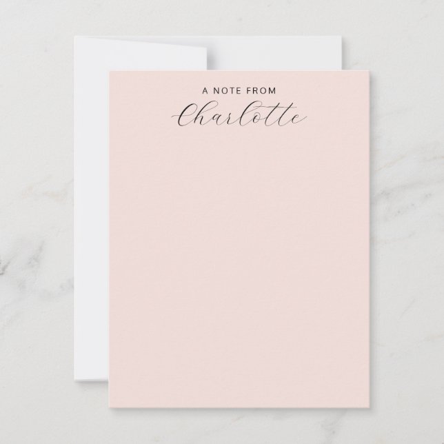 Carte De Correspondance Monogramme Féminin Écriture Calligraphique Rose Pâ (Devant)