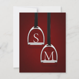 Carte De Correspondance Monogramme Fer à rupe noir rouge équestre