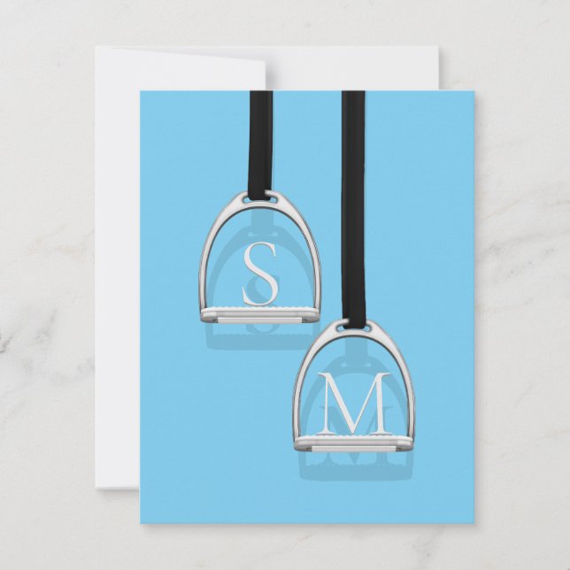 Carte De Correspondance Monogramme Fer à sirop bleu équestre (Devant)