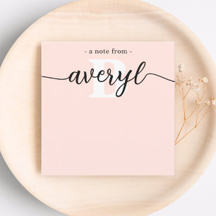 Carte De Correspondance Monogramme Fille Calligraphie Blush Pink papeterie