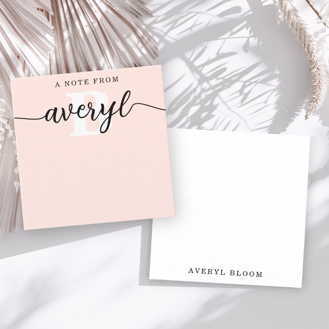 Carte De Correspondance Monogramme Fille Calligraphie Blush Pink papeterie (Créateur téléchargé)