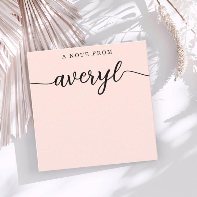 Carte De Correspondance Monogramme Fille Calligraphie Blush Pink papeterie (Créateur téléchargé)