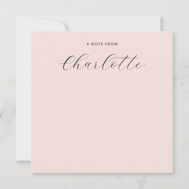 Carte De Correspondance Monogramme fillette Calligraphie Script Blush Rose (Devant)
