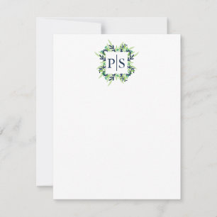 Carte De Correspondance Monogramme floral à deux lettres Papier à lettres