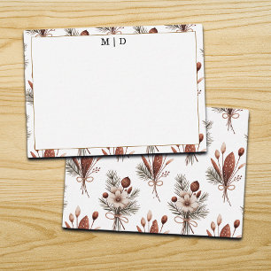 Carte De Correspondance Monogramme floral bohème d'automne
