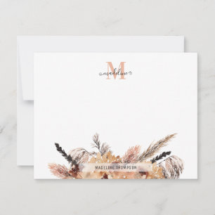 Carte De Correspondance Monogramme floral chic et chic boho tendance moder