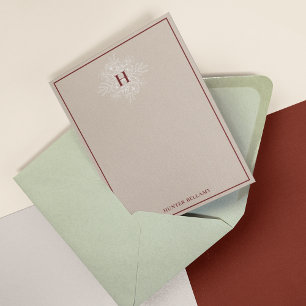 Carte De Correspondance Monogramme floral délicieux Tan Marsala