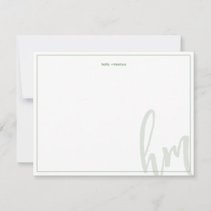 Carte De Correspondance Monogramme Grand Couple Initiales Mariage Simple