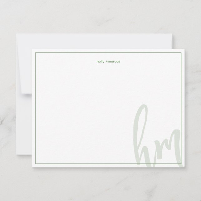 Carte De Correspondance Monogramme Grand Couple Initiales Mariage Simple (Devant)