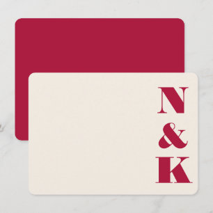 Carte De Correspondance Monogramme Gras Minimaliste Noël Rouge Noms De Mar