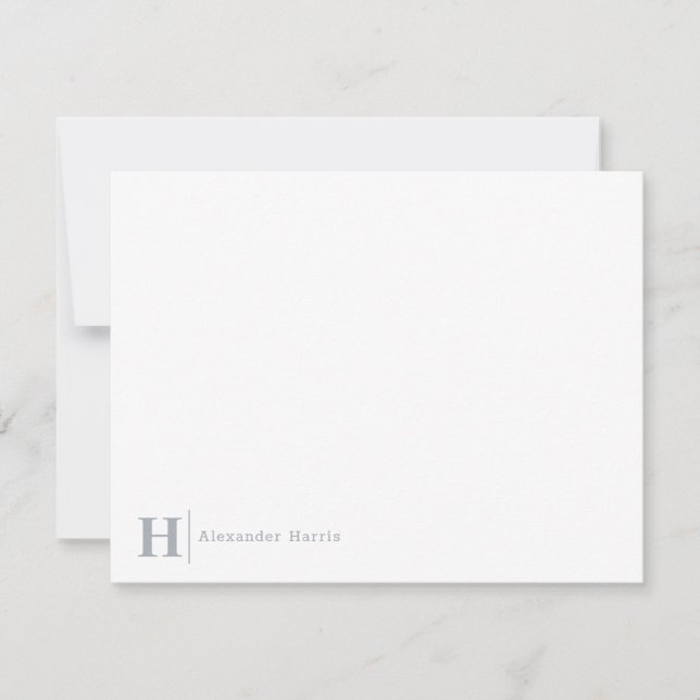 Carte De Correspondance Monogramme gris clair Ligne Moderne Simple Entrepr (Devant)