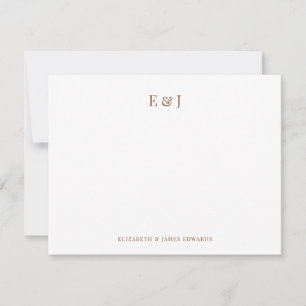 Carte De Correspondance Monogramme Initial de Couple Élégant Classique en