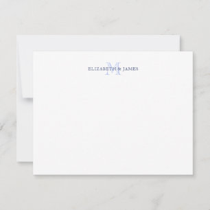 Carte De Correspondance Monogramme Initial Personnalisé Couple Bleu Marine