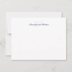 Carte De Correspondance Monogramme Initial Script Élégant Bleu Marine