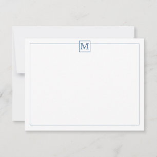 Carte De Correspondance Monogramme initial simple bleu marine