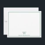 Carte De Correspondance Monogramme Initiale Chasse Vert Moderne Bordure<br><div class="desc">Ce design présente une fine double bordure avec un espace pour un monogramme et un nom/texte en bas. Cliquez sur le bouton personnaliser si vous souhaitez ajuster les éléments de design et/ou modifier davantage le texte ! Des variations de ce design, des couleurs supplémentaires, ainsi que des produits coordonnés sont...</div>