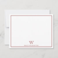 Monogramme Initiale Double Bordure Rouge Foncé Cla