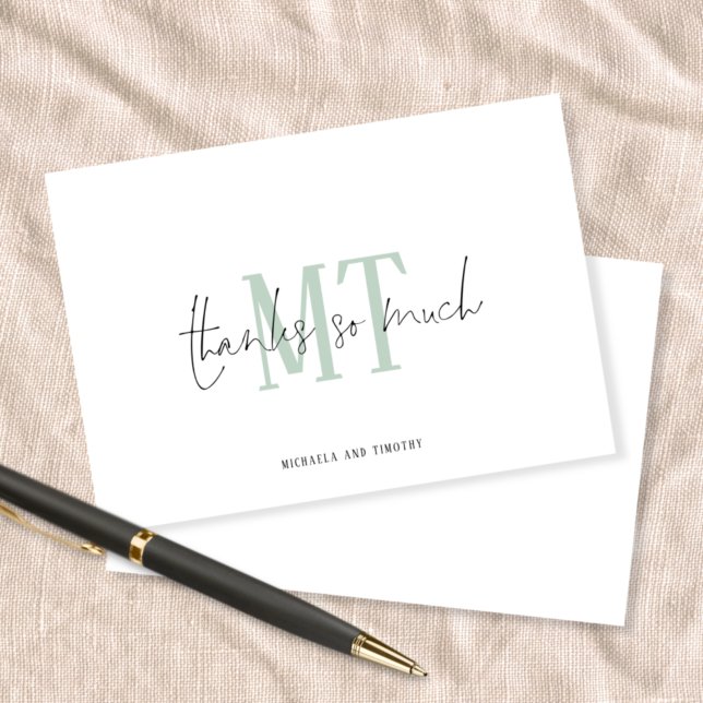 Carte De Correspondance Monogramme Initiales Noms Sage Mariage Merci (Créateur téléchargé)