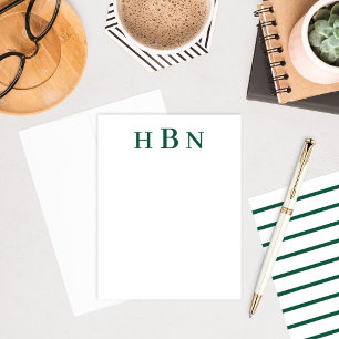 Carte De Correspondance Monogramme Initiales Serif Classic Vert Chasseur