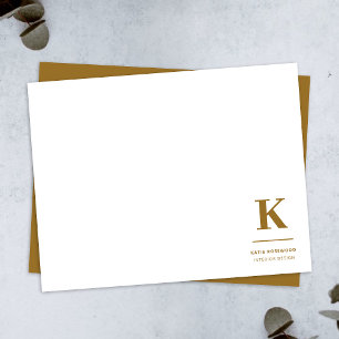 Carte De Correspondance Monogramme Luxe minimal Élégant Or