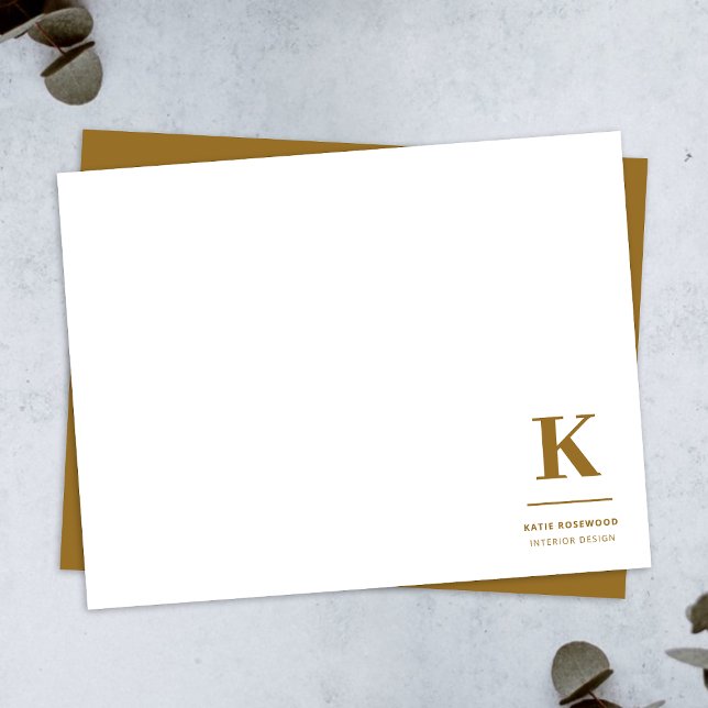 Carte De Correspondance Monogramme Luxe minimal Élégant Or (Créateur téléchargé)