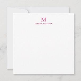 Carte De Correspondance Monogramme Magenta rose minimaliste Formal Élégant