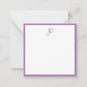 Carte De Correspondance Monogramme manuscrit couleur lavande personnalisée