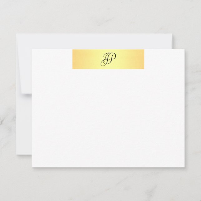 Carte De Correspondance Monogramme manuscrit Nom Faux Gold Elegant (Devant)