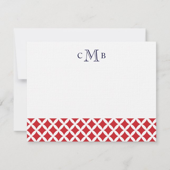 Carte De Correspondance Monogramme Mariage de diamants rouges (Devant)