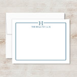 Carte De Correspondance Monogramme Marine Bleu Élégante papeterie familial<br><div class="desc">Cette conception comporte une mince bordure double avec espace pour un monogramme et nom/texte en haut. Cliquez sur le bouton personnaliser si vous souhaitez ajuster les éléments de conception et/ou modifier le texte ! Des variantes de ce design, des couleurs supplémentaires, ainsi que des produits de coordination sont disponibles dans...</div>
