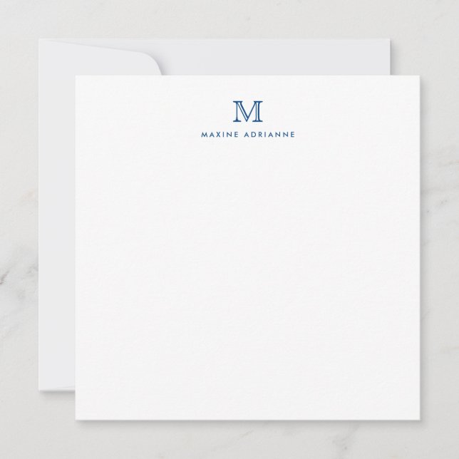 Carte De Correspondance Monogramme Marine Bleue Simple Typographie moderne (Devant)